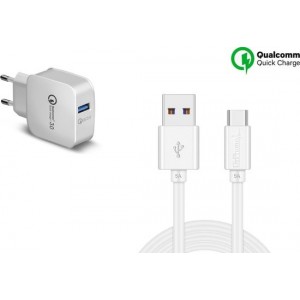 DrPhone - Infinity Series - Gecertificeerd High Speed 2 Meter USB-C Oplaadkabel 5A Max. + 18W Fast Charge Oplaadstekker