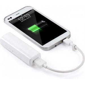 Universele Power Bank mobiele oplader  - 2600 mAh - met Micro-USB-kabel - *Ook voor iPhone & Samsung - Wit