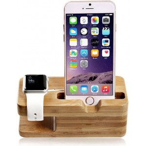 123Watches.nl - Apple Watch houten dock 2 in 1 -