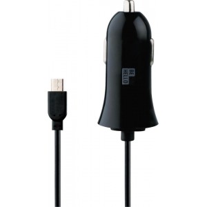 BeHello Autolader met Micro USB Kabel (1,2m) 2.1A Recht - Zwart