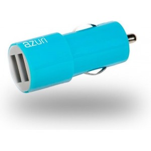 Azuri autolader met 2 USB poorten - 3.4Amp/12V - Blauw