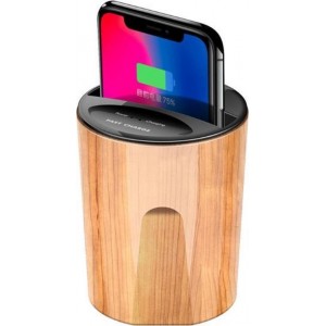 DrPhone SCION-X - Auto Car Fast Wireless Charger Cup – Qi Draadloze Oplader – Voor alle auto’s met een kophouder - Bamboo