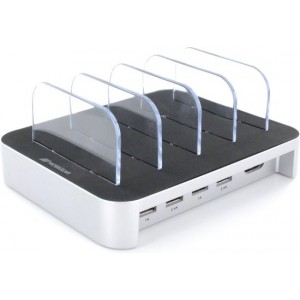 Mobigear Multi Dock 4 USB Poorten Laadstation Zilver