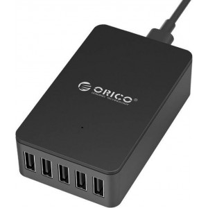 Orico - Smart desktop charger met 5 USB-laadpoorten - IC chip - 40W - zwart / grijs