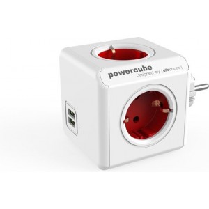 Allocacoc PowerCube Original USB power uitbreiding 4 AC-uitgang(en) Binnen Rood, Wit