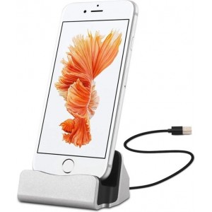 S&C - grijs zilver Dock Charger Oplaad Station - Docking Bureau Lader Voor iPhone 5/5S/5C/SE/6/6S/7/8/x Plus - Laadstation