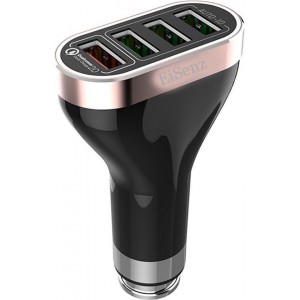 Eisenz C701Q 4 Poorten USB Lader 7A Car Charger – Auto Oplader - Voor iPad / iPhone + Lightning USB kabel