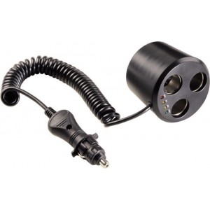 Hama 3-way Distributor for Cigarette Lighter Socket, 12V, 8A, LED netvoeding & inverter Zwart