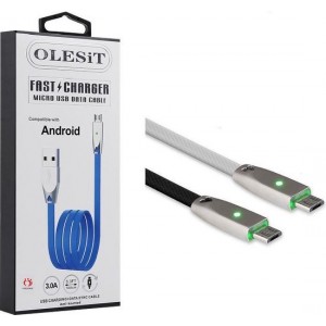 Olesit Gecertificeerde TPE MICRO-USB Kabel 1 Meter Fast Charge 3.0A High Speed Laadsnoer Oplaadkabel - Veillig laden -