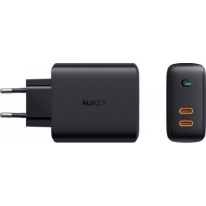 Aukey Dual USB-C Power Delivery lader PA-D2 - 36W - Zwart