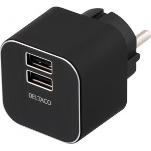 DELTACO USB-AC71 USB wandlader 3.1A - 2 USB poorten - 15W voor snelladen