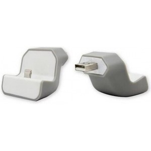 DrPhone Muur Dock USB Adapter - Muur Houder - voor Apple Lightning - Grijs wit