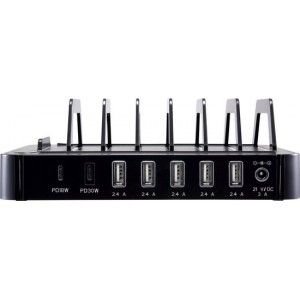 VOLTCRAFT SPS-DUO-PD Stekkernetvoeding, instelbaar Thuis Uitgangsstroom (max.) 3 A 7 x USB, USB-C bus Automatische omsch