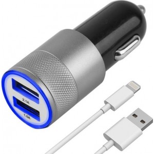 MMOBIEL High speed autolader oplaad adapter met 2 USB poorten 2.1A + 1.0A met een top kwaliteit micro USB kabel wit.