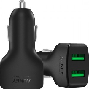 Aukey Autolader CC-S3 - 2 USB poorten 2.4A - Zwart