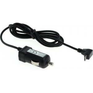 USB Micro B autolader met vaste kabel en haakse connector (naar beneden) - 1A / zwart - 1 meter