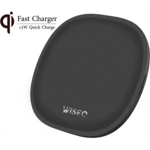 WISEQ - Draadloze Oplader 15W Qi Fast Charger - Zwart