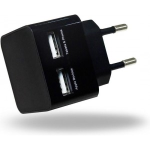 Azuri thuislader USB 12V adapter met 2 USB poorten - Zwart