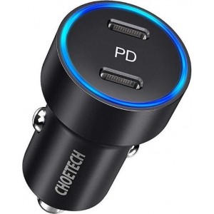 Choetech autolader - 2x USB-C Power Delivery 3.0 - Quick Charge 3.0 - 36W