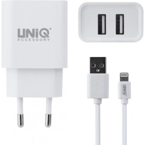 UNIQ Accessory Dual Port 2.4A travel charger - Apple Lightning Wit (CE)