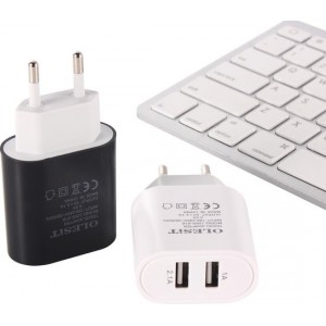 Olesit 3.1A 15.5W Fast Charge Adapter 2 Poort Lader Snellader Oplader 2 Poorten - Wit - Geschikt voor alle smartphone &