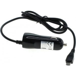 USB Micro B autolader met vaste kabel - 2A / zwart - 1 meter