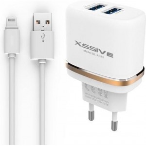 Duo Dual USB Autolader voor iPhone 5 of iPhone 5s iPhone SE met Lightning Kabel 3400mA met 2 poorten