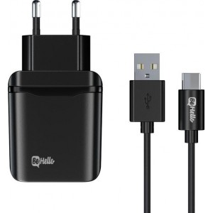 BeHello Oplader QC 3.0 Snellader met USB-C naar USB-A Oplaadkabel - Zwart