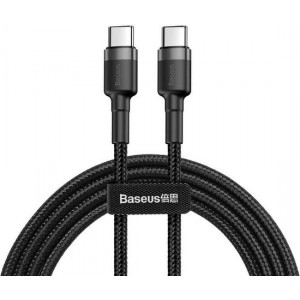 Baseus Geweven Nylon USB-C naar USB-C Fast Charge Kabel 1M - Grijs - 3A Max