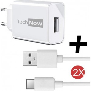 TechNow Oplader Fast Charge Snellader met 2x USB-C Kabel - 12 Watt - Samsung / Huawei / LG