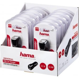 Hama USB auto lader 2.1A display 12 stuks