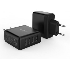 Orico Thuislader - Adapter 4 laadpoorten - 2.4A - Zwart