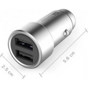 Xiaomi auto oplader - 2 USB-ingangen - Zilver