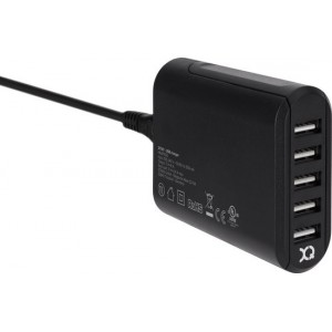 XQISIT Travel Charger 8A 5XUSB EU black