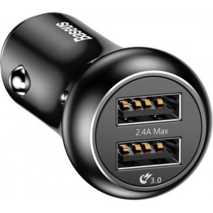 Baseus Gentry Dual USB Quick Charge 3.0 Autolader Zwart