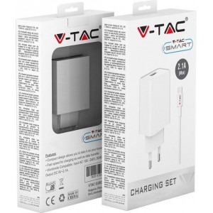 V-tac VT-5371 Oplader Samsung met Micro USB kabel - 2.1 Ampere - Wit