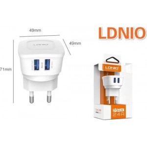 LDNIO AC63 2 poorten Oplader 2.4A met 1 Meter Micro USB Kabel geschikt voor o.a HTC Desire 10 12 Plus One A9 A9s M8 M9