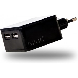 Azuri thuislader met 2 USB poorten - 4.8Amp/100-240V - Universeel - Zwart