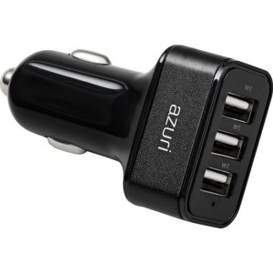 Azuri Autolader voor Smartphone en Tablet - 3x USB aansluiting - Zwart