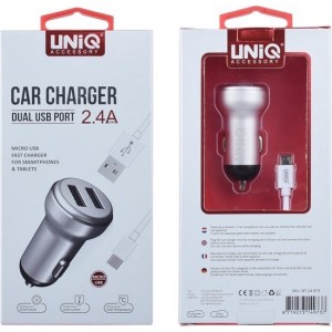 UNIQ Accessory Autolader Micro USB 2.4A - Zilver