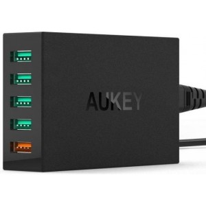 Aukey Charging station PA-T1 - 5 poort USB / 1 Quick Charge 2.0 - Black