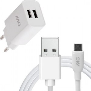 MG | Adapter + Snoer! 2In1 -  plus Adaptive Fast Charging Snellader Met Type-C kabel - Wit