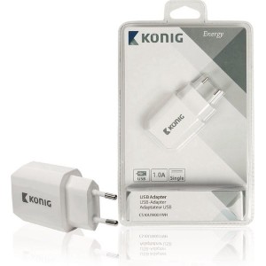 Wall Charger 1-Output 1.0 A USB White