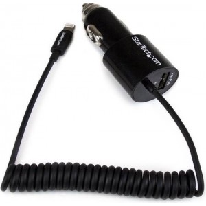 StarTech.com 2-poorts autolader met Lightning-kabel en USB 2.0 poort zwart