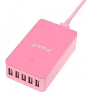 Orico - Smart desktop charger met 5 USB-laadpoorten - IC chip - 40W - Roze