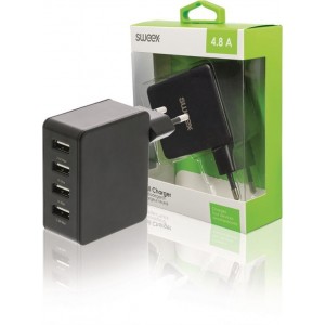 Sweex 4-poorts USB lader - 4,8A / zwart