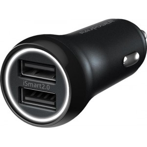 RAVPower Autolader 12W met 2 USB Poorten  iSmart 2.0  Zwart