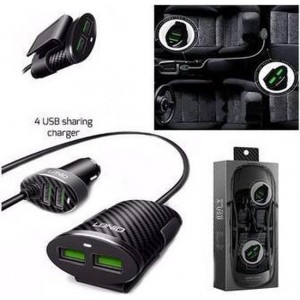 Ldnio Road / achterbank dubbele autolader met 4 USB poorten Met 1 Meter Micro USB Kabel geschikt voor o.a CAT S31 S41