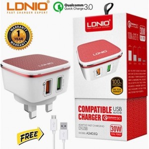 LDNIO A2405Q Snellader Qualcomm Quick opader met 1 Meter USB Kabel geschikt voor o.a iPhone 3G 3GS 4 4S iPod touch 3 4