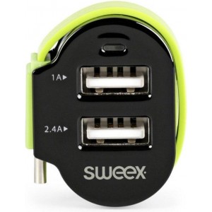 Sweex CH-023BL Autolader 3-uitgangen 6 A 2x Usb / Micro-usb Zwart/groen